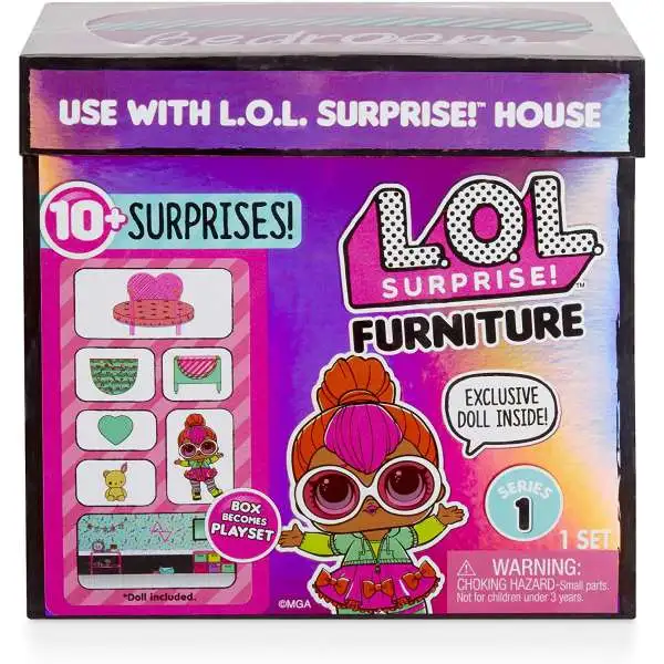 LOL Surprise Furniture Series 1 Bedroom & Neon Q.T. Doll & Play Set Pack