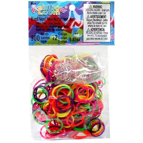 Rainbow Loom® Authentic Rubber Bands, Ocean Blue and Pink Set of Two 600- band Packages With 24 C-clips and a FREE BRACELET 