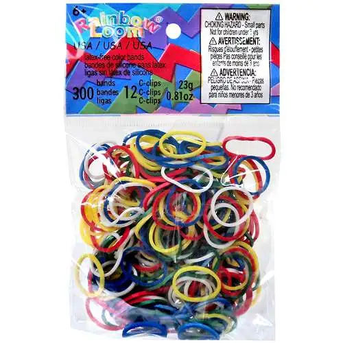 Rainbow Loom Confetti USA Mix Rubber Bands Refill Pack RL41 [300 Count]