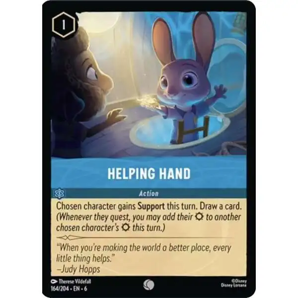 Disney Lorcana Trading Card Game Azurite Sea Common Helping Hand #164