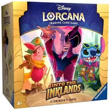 Disney Lorcana Trading Card Game Into the Inklands Illumineer's Trove [8 Booster Packs, Storage Box, 6 card Dividers & More]