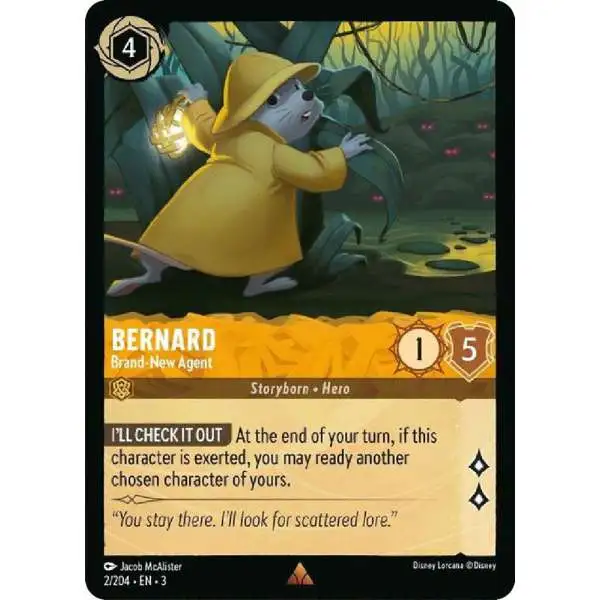 Disney Lorcana Trading Card Game Into the Inklands Rare Bernard - Brand-New Agent #2