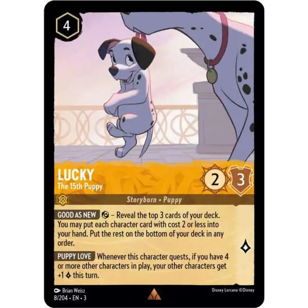 Disney Lorcana Trading Card Game Into the Inklands Rare Lucky - The 15th Puppy #8