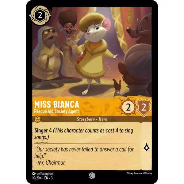 Disney Lorcana Trading Card Game Into the Inklands Common Miss Bianca - Rescue Aid Society Agent #10