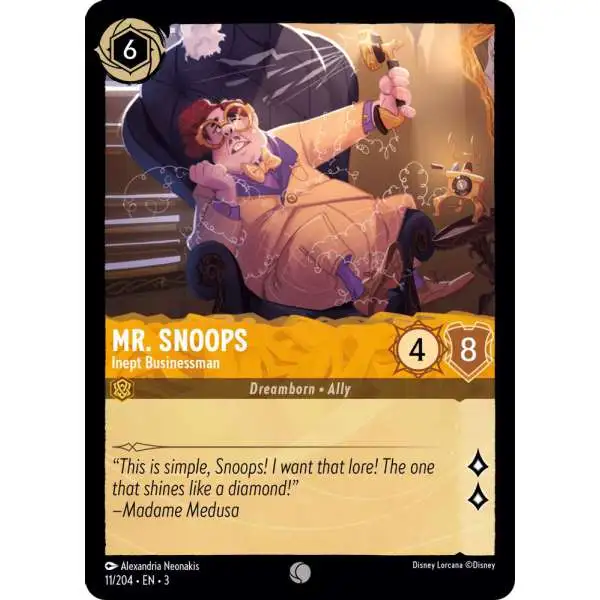 Disney Lorcana Trading Card Game Into the Inklands Common Mr. Snoops - Inept Businessman #11