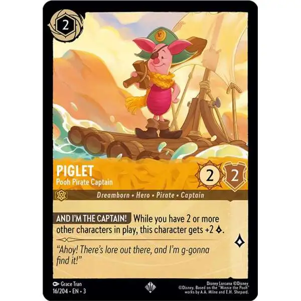 Disney Lorcana Trading Card Game Into the Inklands Super Rare Piglet - Pooh Pirate Captain #16