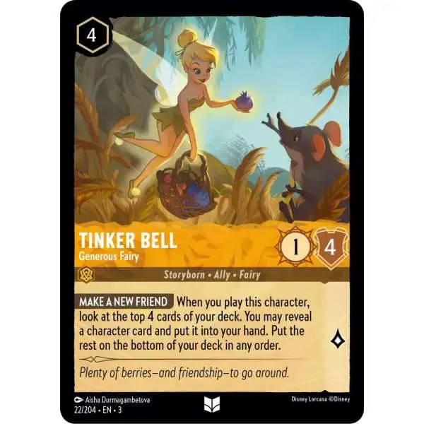 Disney Lorcana Trading Card Game Into the Inklands Uncommon Tinker Bell - Generous Fairy #22