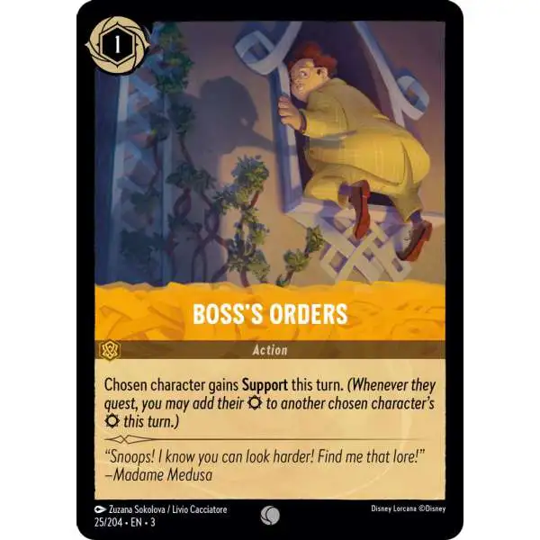 Disney Lorcana Trading Card Game Into the Inklands Common Foil Boss's Orders #25