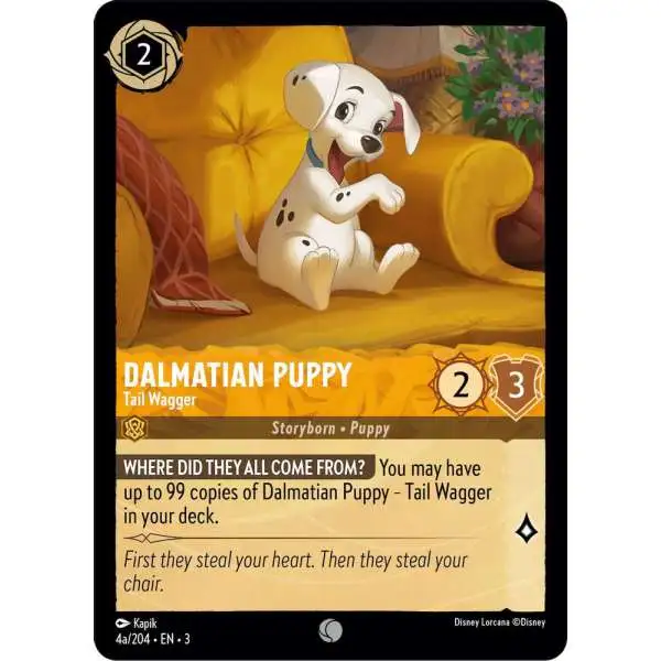 Disney Lorcana Trading Card Game Into the Inklands Common FOIL Dalmatian Puppy - Tail Wagger #4a