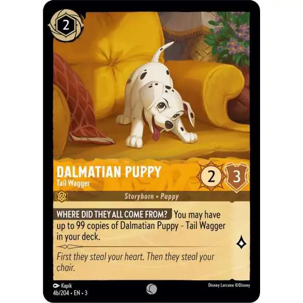 Disney Lorcana Trading Card Game Into the Inklands Common Foil Dalmatian Puppy - Tail Wagger #4b