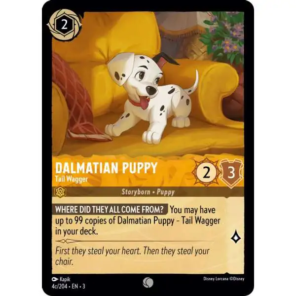 Disney Lorcana Trading Card Game Into the Inklands Common FOIL Dalmatian Puppy - Tail Wagger #4c