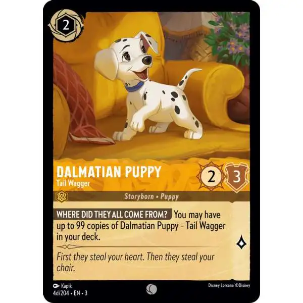 Disney Lorcana Trading Card Game Into the Inklands Common FOIL Dalmatian Puppy - Tail Wagger #4d