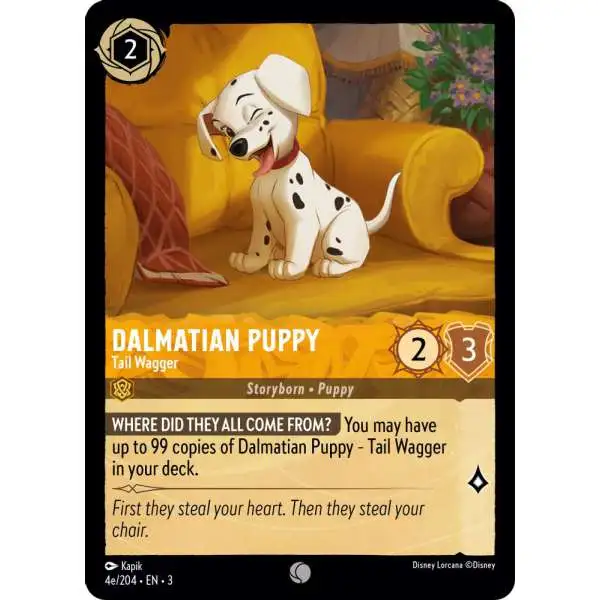 Disney Lorcana Trading Card Game Into the Inklands Common Dalmatian Puppy - Tail Wagger #4e