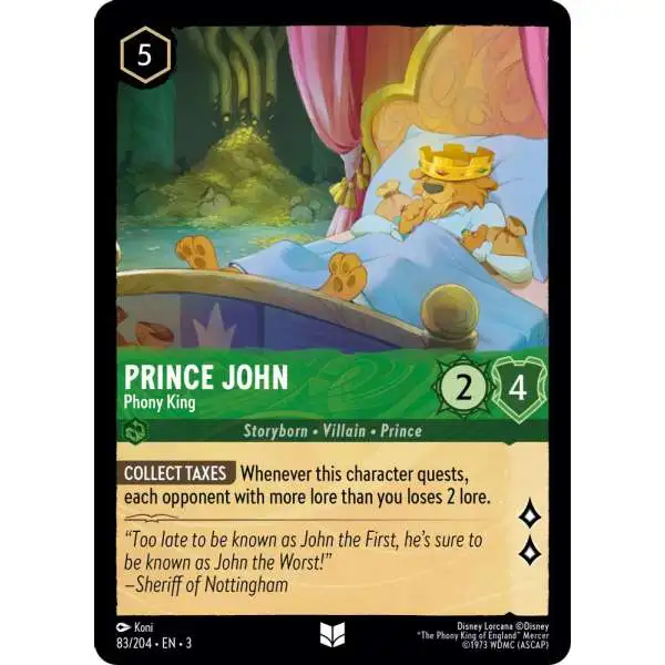 prince john lorcana card NEWS] Prince John is not returning! After a fan shared a parody post about  a potential Prince John  Greediest of All reprint on X/Twitter, the  official Disney Lorcana account confirmed that