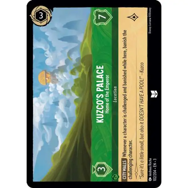 Disney Lorcana Trading Card Game Into the Inklands Uncommon Kuzco's Palace - Home of the Emperor #102