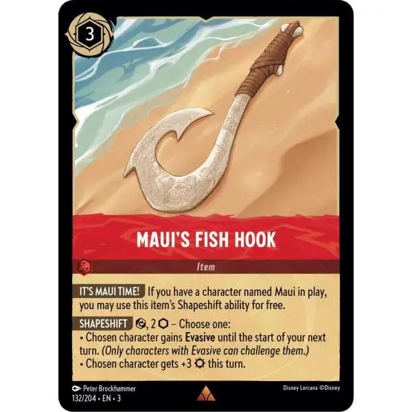 Disney Lorcana Trading Card Game Into the Inklands Rare Maui's Fish Hook #132