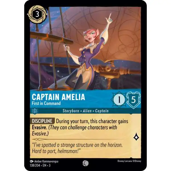 Disney Lorcana Trading Card Game Into the Inklands Common Captain Amelia - First in Command #138