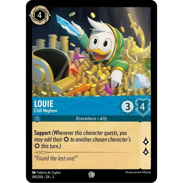 Disney Lorcana Trading Card Game Into the Inklands Common Louie - Chill Nephew #149