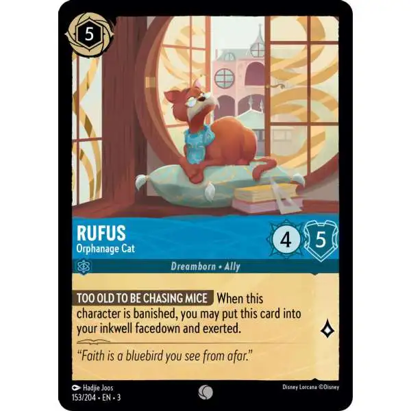 Disney Lorcana Trading Card Game Into the Inklands Common Rufus - Orphanage Cat #153