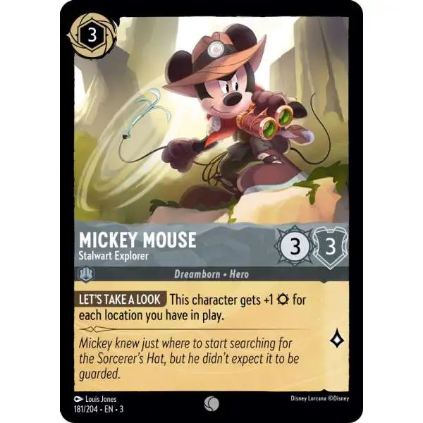 Disney Lorcana Trading Card Game Into the Inklands Common Mickey Mouse - Stalwart Explorer #181
