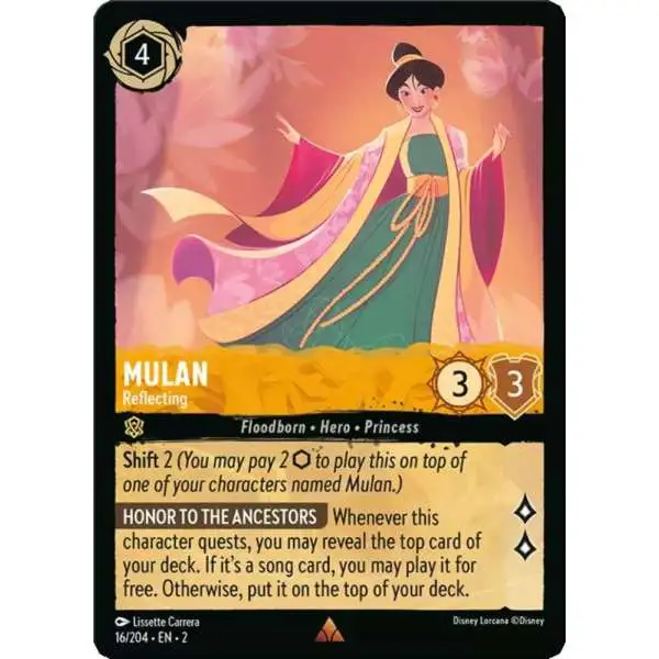 lorcana rise of the floodborn most valuable cards Disney Trading Card Game Single Card Rare Mulan - Reflecting 16 Lorcana's second set Rise of