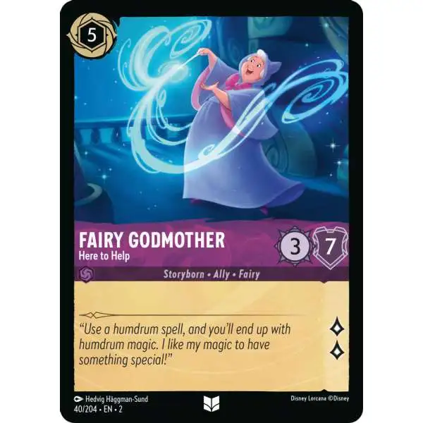 Disney Lorcana Trading Card Game Rise of the Floodborn Uncommon Fairy Godmother - Here to Help #40