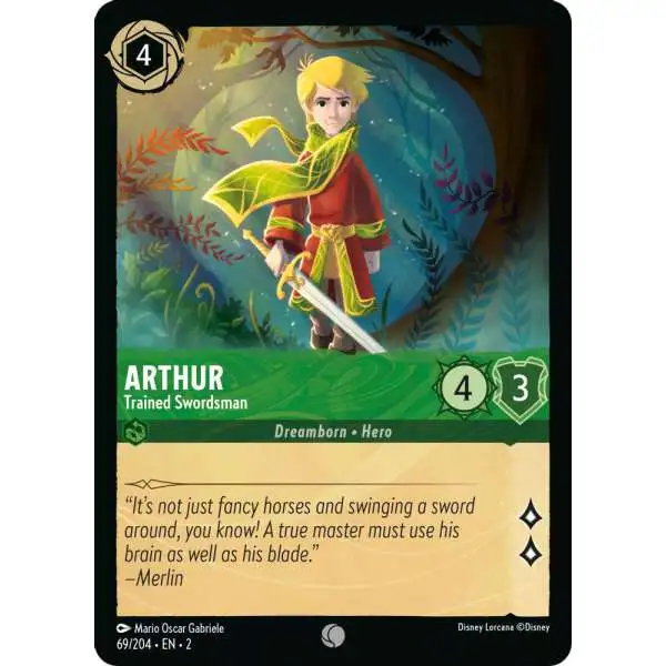 arthur lorcana card - Reign of Jafar - - Determined Squire (Uncommon) with Enchanted rarity Blue Steel Ramp to Arthur
