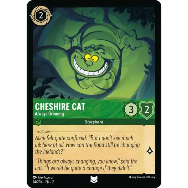 Disney Lorcana Trading Card Game Rise of the Floodborn Uncommon Cheshire Cat - Always Grinning #74