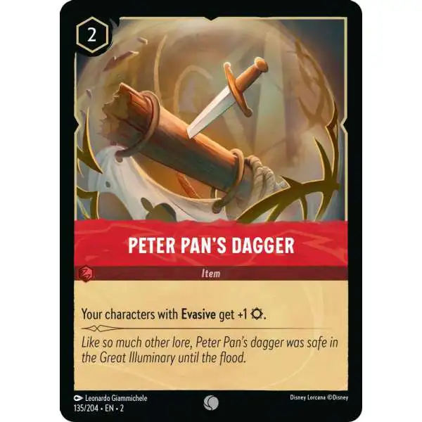 Disney Lorcana Trading Card Game Rise of the Floodborn Common Peter Pan's Dagger #135