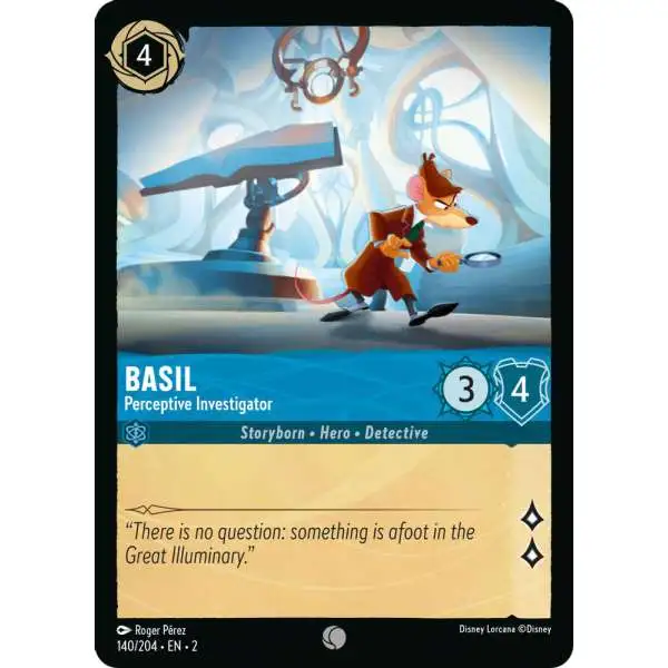 Disney Lorcana Trading Card Game Rise of the Floodborn Common Basil - Perceptive Investigator #140
