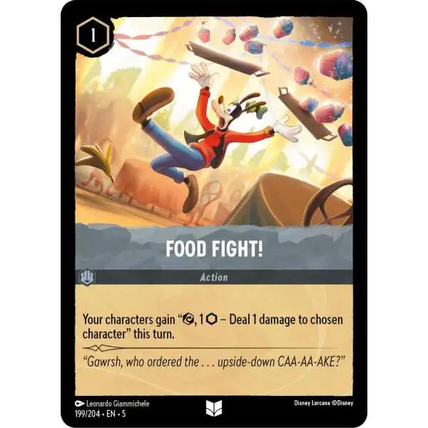 Disney Lorcana Trading Card Game Shimmering Skies Uncommon Food Fight! #199