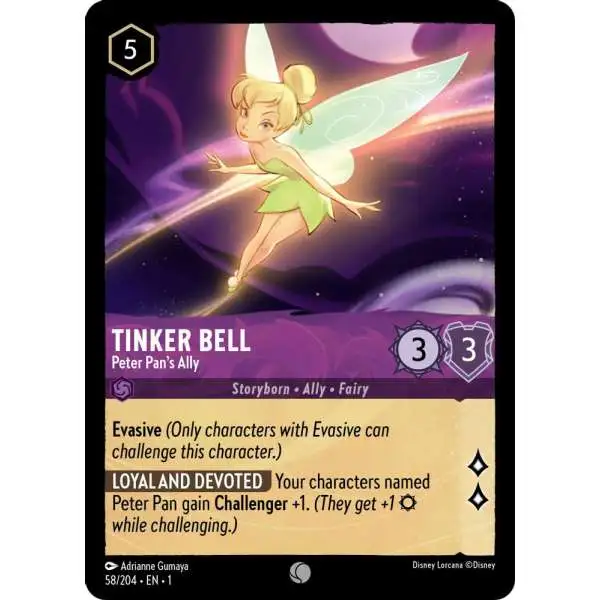 tinkerbell card lorcana Ravensburger Disney TCG Deck Box Featuring Tinker Bell - Giant Fairy | Securely Store 80 Sleeved Cards | Durable Portable Organizer for TCG Players Lid folds out to provide lore tracking functionality. Ravensburger Disney Lorcana TCG Card