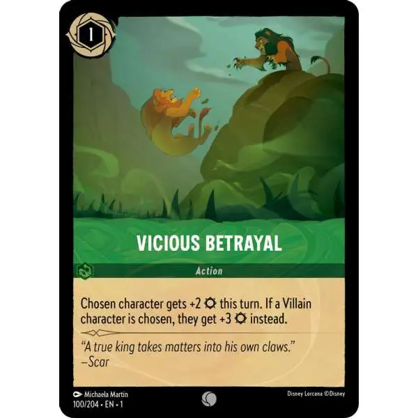 Disney Lorcana Trading Card Game The First Chapter Common Vicious Betrayal #100