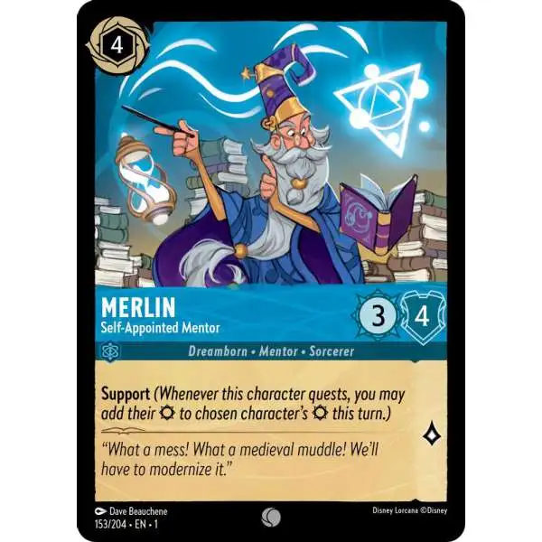 Disney Lorcana Trading Card Game The First Chapter Common Merlin - Self-Appointed Mentor #153 []