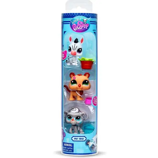 Littlest Pet Shop 2024 Generation 7 Pet Trio Zoo Pets Mini Figure 3-Pack #96, 97 & 98 [Lion, Zebra & Baboon]