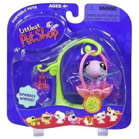 Littlest Pet Shop Portable Pets Dragonfly Figure #316 [With Swing]