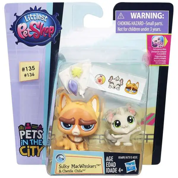 Littlest Pet Shop Pets in the City Sulky MacWhiskers & Chenille Chilla Figure 2-pack