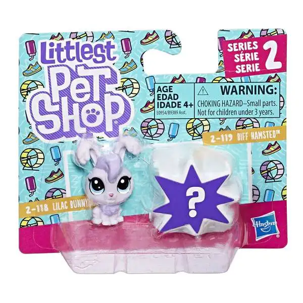 Littlest Pet Shop Lilac Bunnyton 2-118 & Biff Hamsted 2-119 Mini Figure 2-Pack