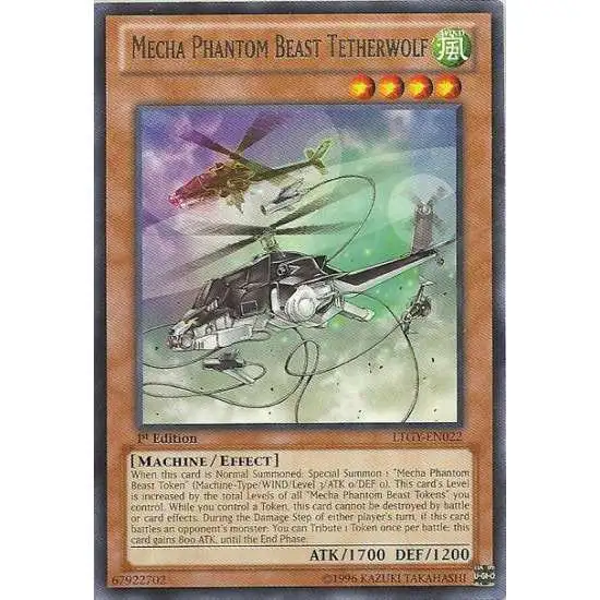 YuGiOh Trading Card Game Lord of the Tachyon Galaxy Rare Mecha Phantom Beast Tetherwolf LTGY-EN022