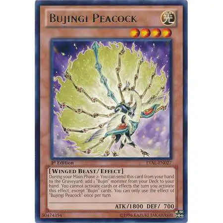 YuGiOh Trading Card Game Legacy of the Valiant Rare Bujingi Peacock LVAL-EN027