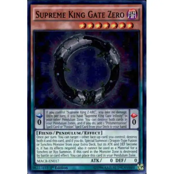 YuGiOh Trading Card Game Maximum Crisis Super Rare Supreme King Gate Zero MACR-EN017
