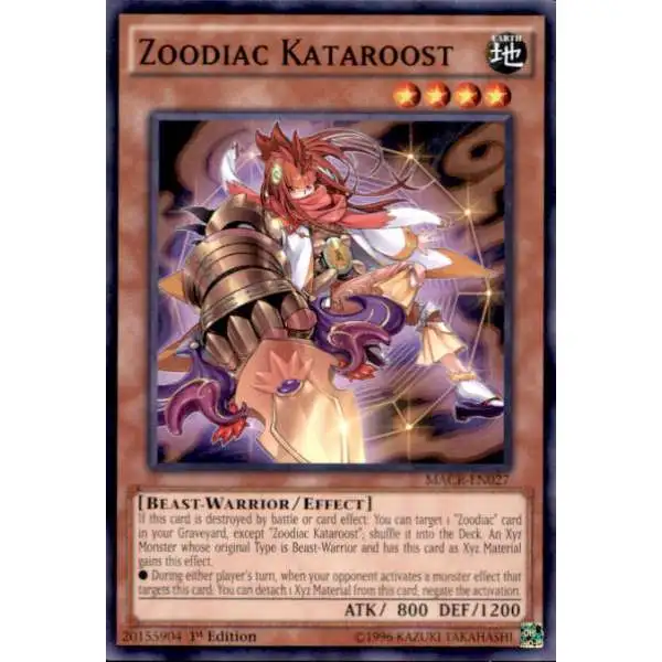 YuGiOh Trading Card Game Maximum Crisis Common Zoodiac Kataroost MACR-EN027