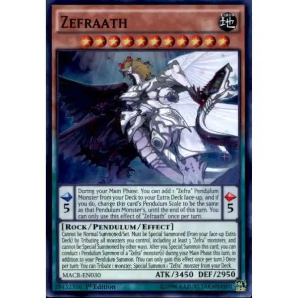 YuGiOh Trading Card Game Maximum Crisis Super Rare Zefraath MACR-EN030