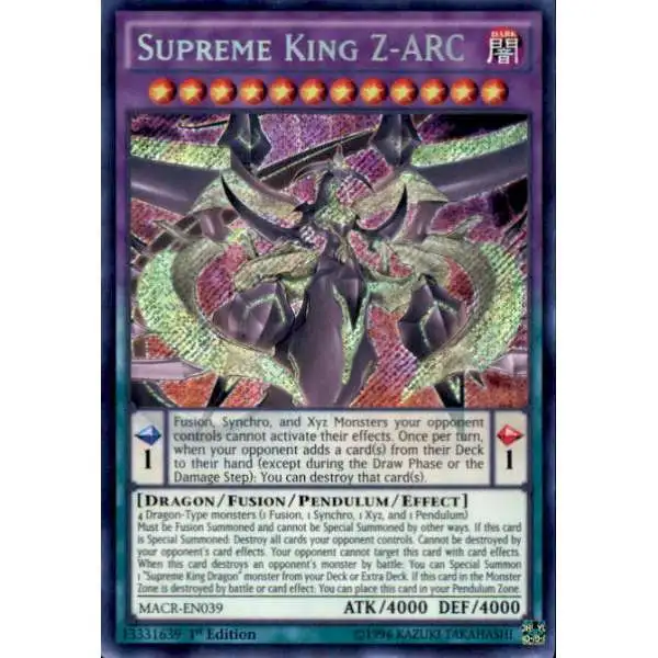 YuGiOh Trading Card Game Maximum Crisis Secret Rare Supreme King Z-ARC MACR-EN039