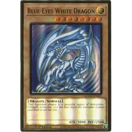 YuGiOh Maximum Gold Premium Gold Rare Blue-Eyes White Dragon MAGO-EN001
