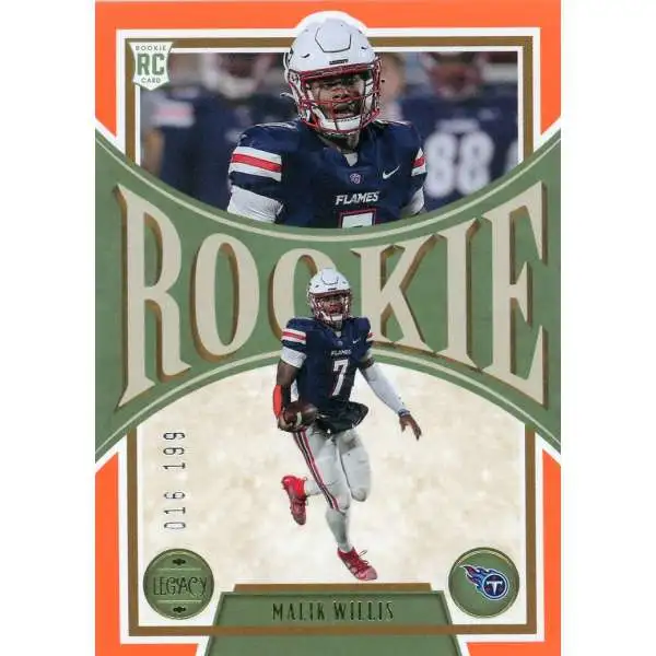 NFL 2022 Legacy Football Orange 16/199 Malik Willis #143 [Rookie]