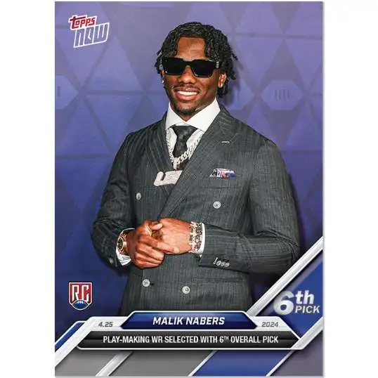 NFL New York Giants 2024 NOW Football Malik Nabers D-4 [Rookie Card, Wide Receiver Chosen as 6th Overall Pick]
