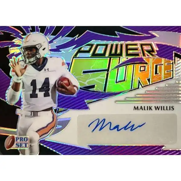NFL 2022 Leaf Pro Set Metal Malik Willis 11/30 Autographed Trading Card PS-MW1 [Power Surge]