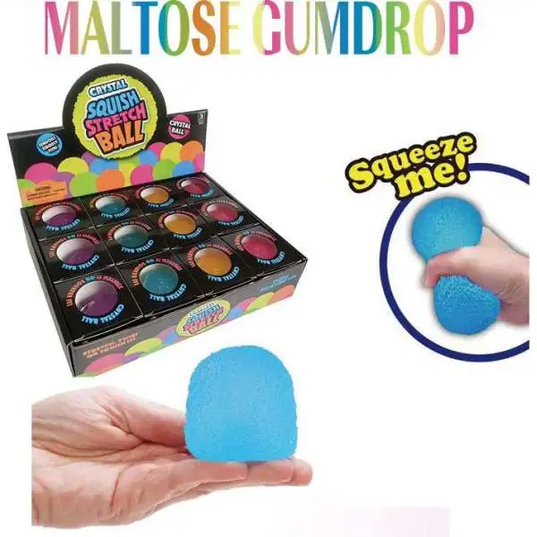 Crystal Squish Stretch Ball Maltose Gumdrop 2.1-Inch Stress Squishy Fidget Toy [1 RANDOM Squishy Toy]