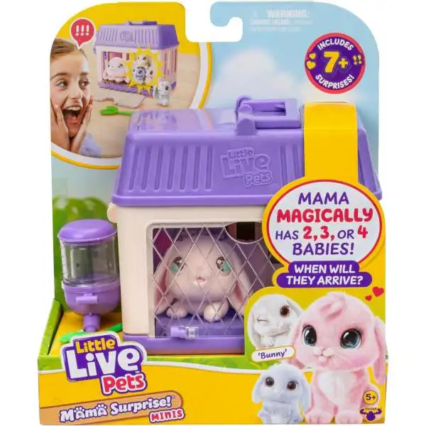 Little Live Pets Mama Surprise Minis Bunny Interactive Toy [PINK, Magically Has 2, 3 OR 4 Babies!]